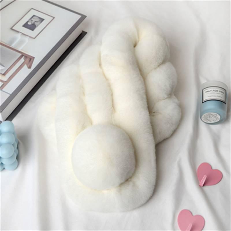 Unisex Faux Rex Rabbit Fur Snood: Cozy Korean Style Plush Neck Warmer for Winter