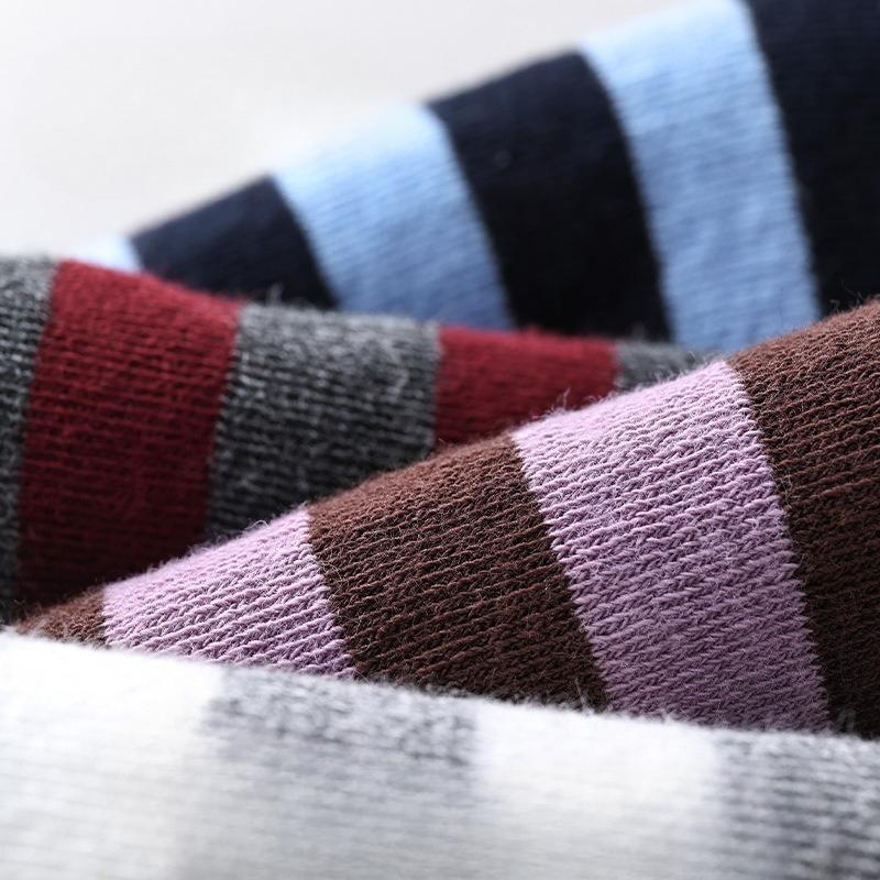 Patchwork Color-blocking Double Flared Striped Mid-calf Socks, Women's Spring and Summer Versatile Retro Long Cotton Socks