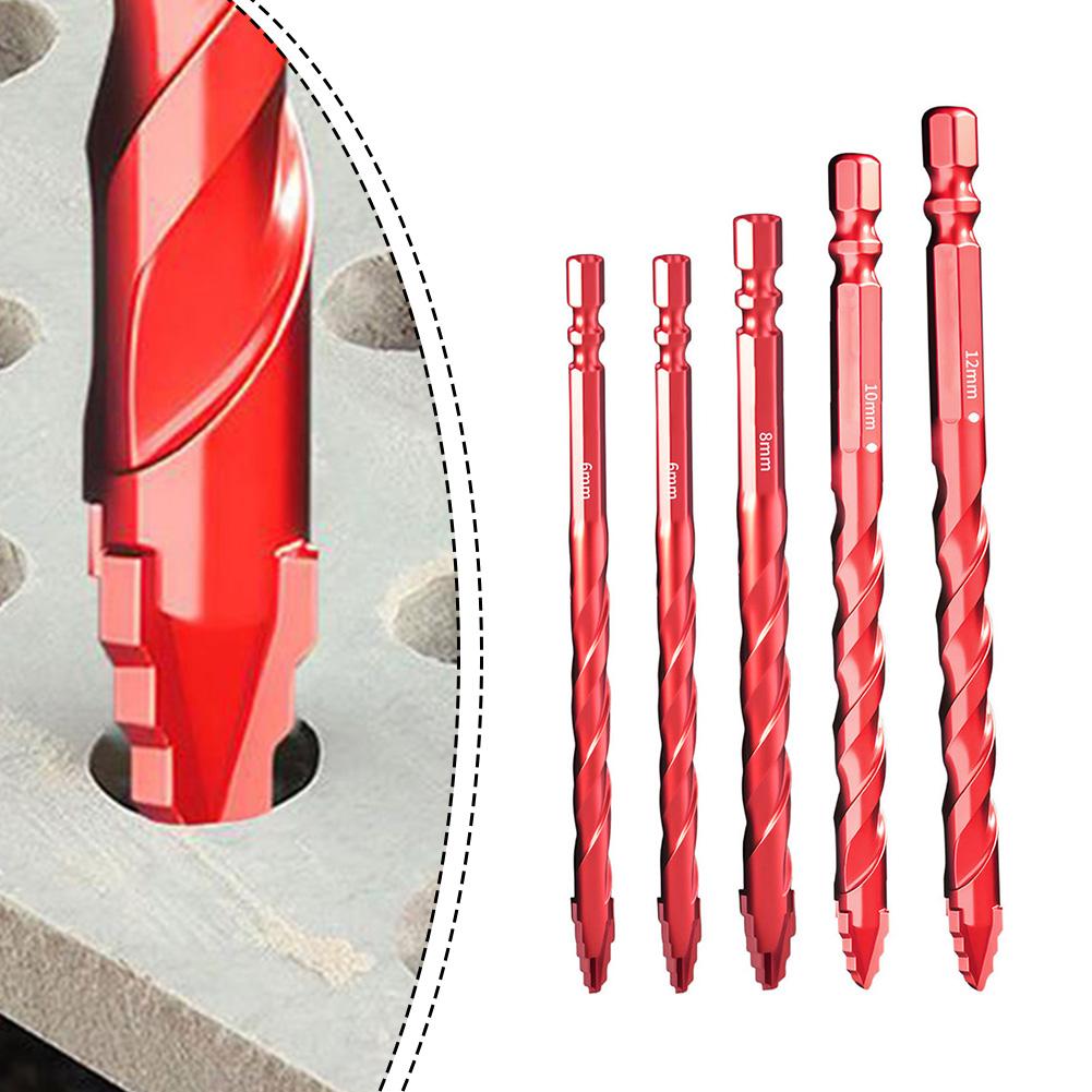 

Carbide Drill Bits Set Drill Bit (6/6/8/10/12mm) Suitable For: Drlling On Drywall, Bricks, Tiles, Wood, Aluminum And Sheet Metal 6mm