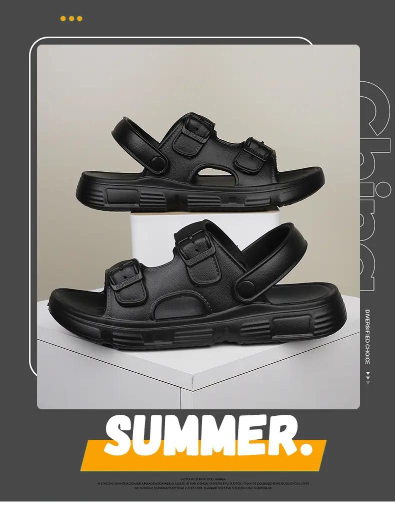 New Thick Bottom Sandal Shoes For Men Summertime Plush Comfort Slip Resistant Simple Stylish Outside Beach Two Way Slide Sandal Shoes