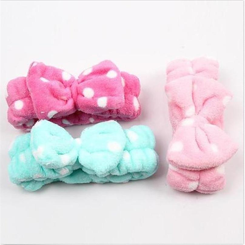 Fashion Girls Bowknot Hair Band Bath Face Headband Makeup Shower Elastic Band