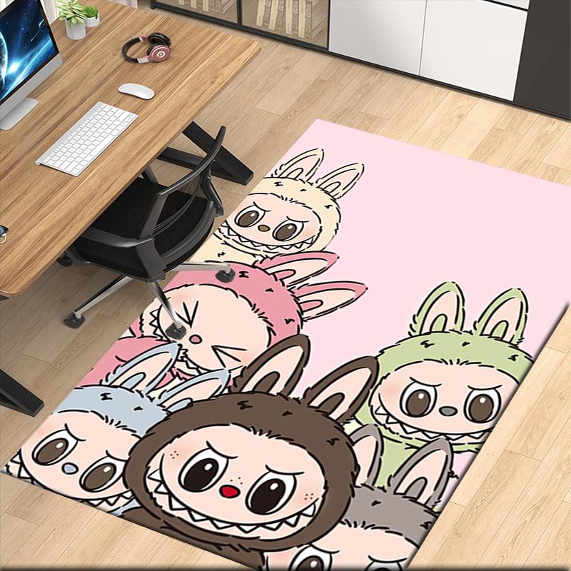 Labubu Teppich mit Aufdruck, für Bürostuhl Wohnzimmer Schlafzimmer Küche Raumdekoration Geschenke.
