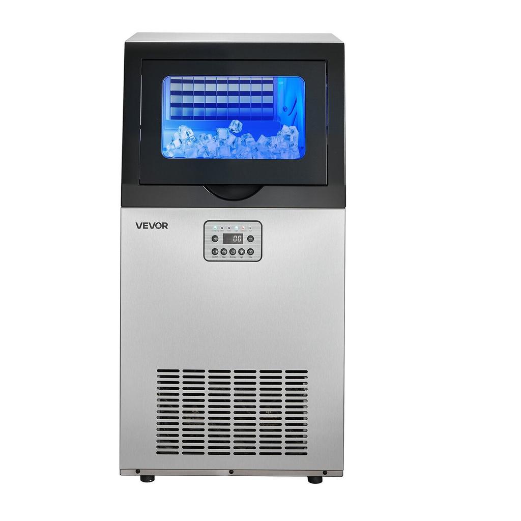 Commercial Ice Maker Machine, 45 Kg/24h with 14 Kg Storage Capacity, Built-in/Freestanding/Under Counter, Stainless Steel Ice Maker with LED Display &