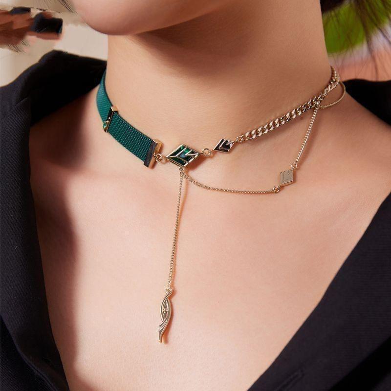 Game Genshin Impact Alhaitham Cosplay Necklace Bracelet Leaf Full Set Choker Chain Bangle Halloween Party Props