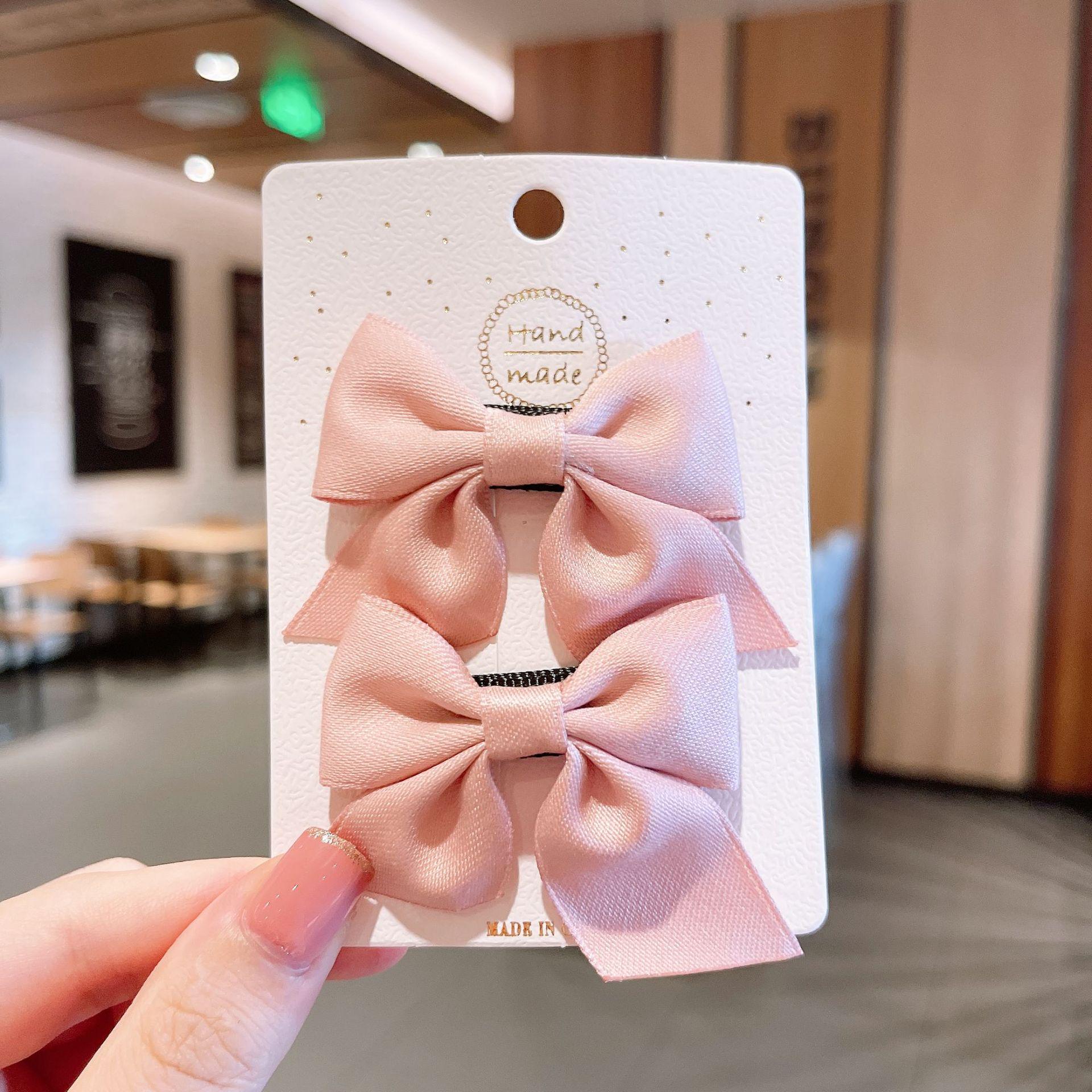 

Корейская заколка-уточка для волос: Милая тканевая заколка-бантик для девочек розовый