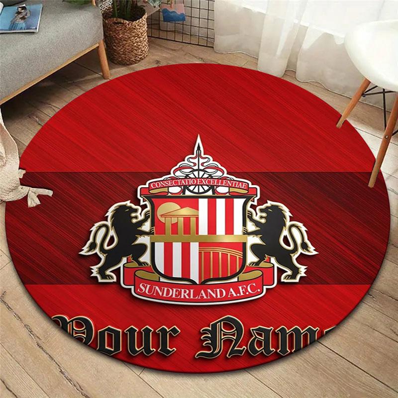Sunderland A.F Custom Name Round Area Rug,Carpet Rug for Living Room Bedroom Sofa Playroom Decor,Non-slip Floor Mat