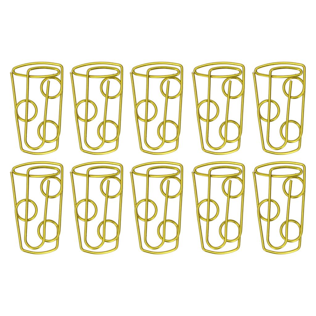 50 Pcs Paper Clips Coffee Cup Shape Office Home Plastic Coated Wire Golden Yellow Paper Clips for Notebook Bookmark