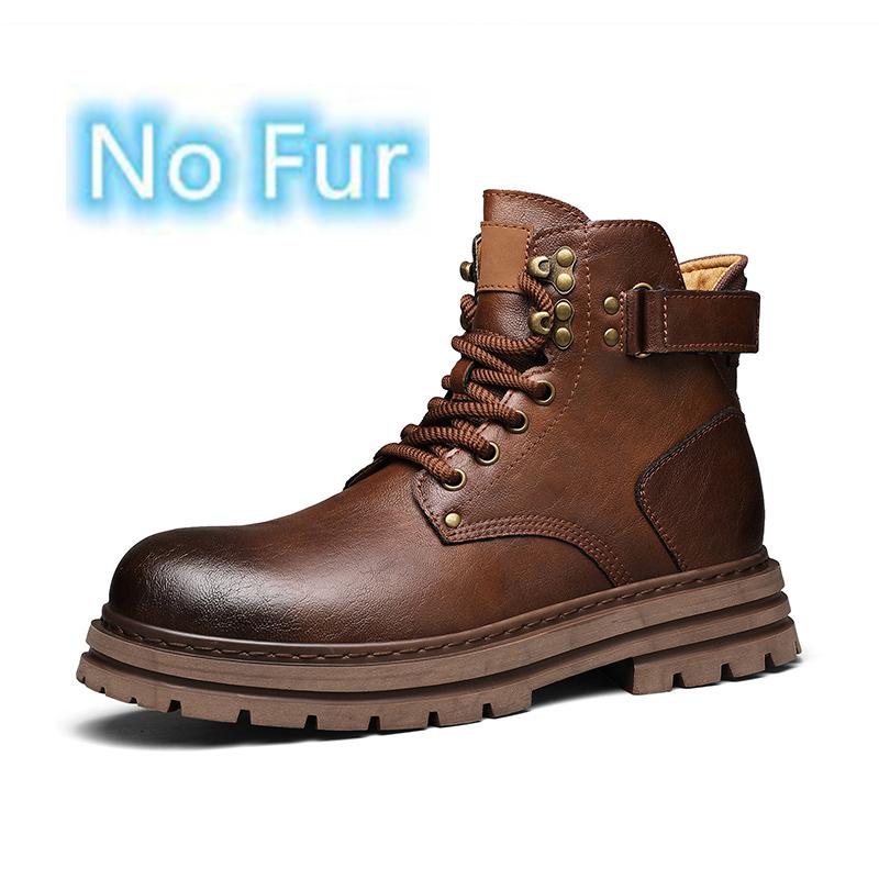 Fashion Top Quality Vintage Leather Men's Snow Boots Fashion Genuine Leather Man Ankle Boots Lace Up Outdoor Motorcycle Boots Walk Shoes