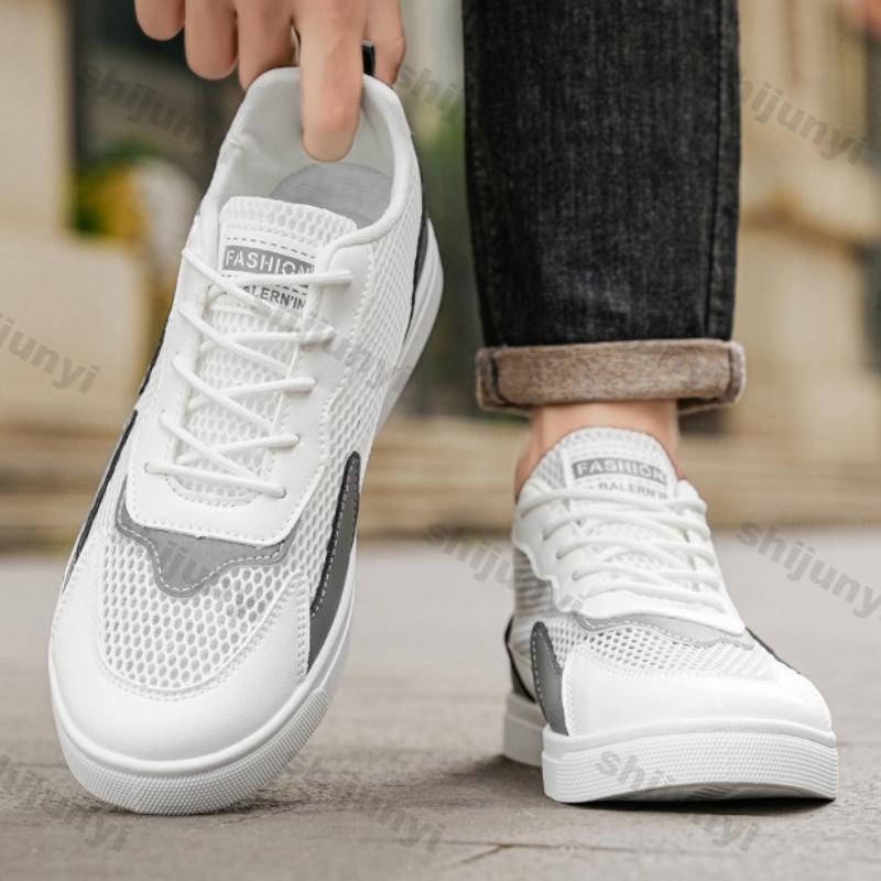 Mode Herren Vulkanisierte Schuhe 2025 Sommer Neu Mesh Hohl Atmungsaktiv Rutschfeste Sneakers Bequeme Mode Schnürschuhe Lässige Flache Schuhe