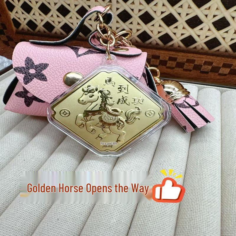 Kreativt 999 Rent Guld Tecknad Charm Hängsmycke för Telefon & Väska - Gyllene Nyckeln till Omedelbar Rikedom