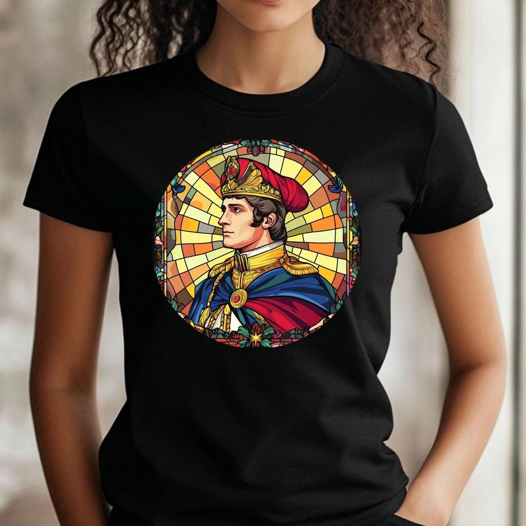 T-Shirt Women Napoleon Stained Glass Motif Cotton Size XS To 3XLWill Be Opened In a New Window or Tab