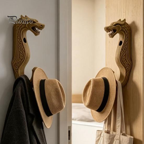 Functional Nordic Wall Art 3D Printed Viking Dragon Hook, Decorative Style Coat Hanger, Minimalist Mount Hook Durable Storage Organizer for