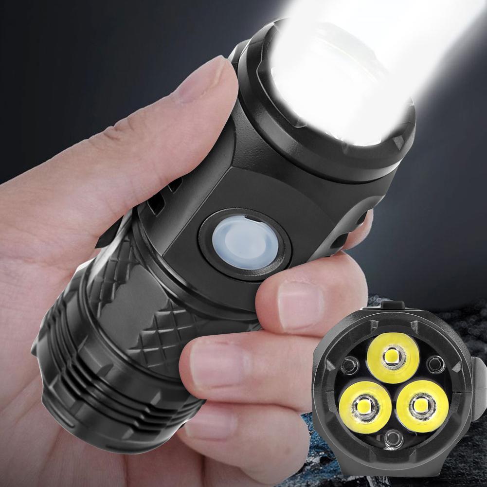 1-5PCS Compact Camping Torch 5 Lighting Modes 300LM Mini Handheld Flashlight Non Slip USB Charging Waterproof for Camping Hiking