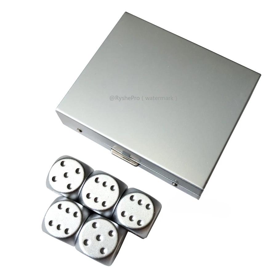 5 in1 Metal Dices with Precision Aluminum Alloy for Poker Party Game Rounded Corners Dice Set Toy Portable Dice Boyfriend Gift