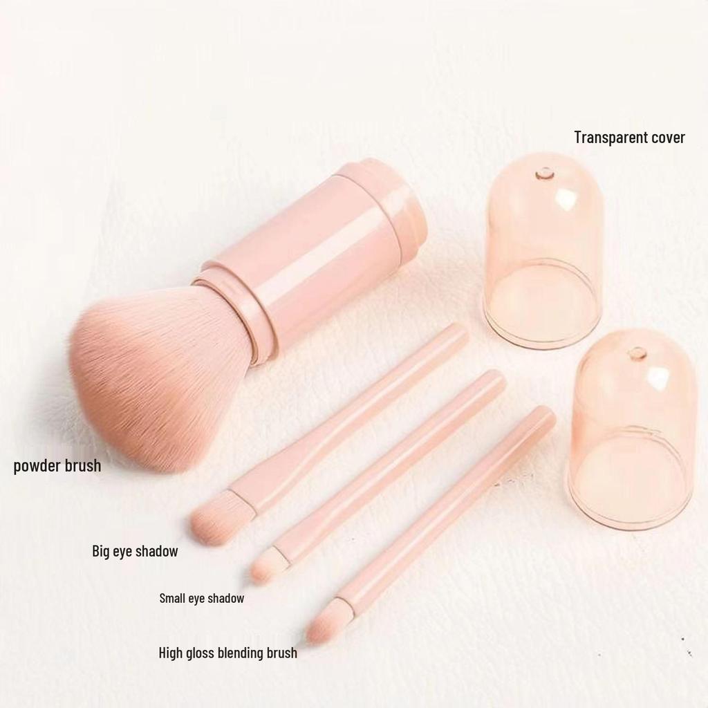 Kompaktes 4-in-1 Make-up Pinselset für Reisen - Lidschatten- & Puderpinsel enthalten