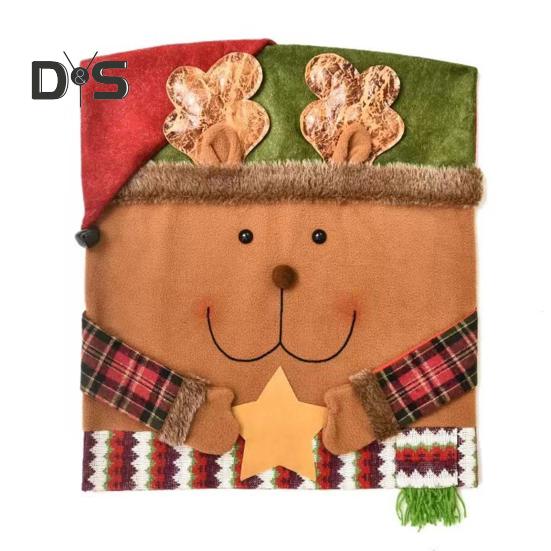 Christmas Chair Cover Cartoon Santa Claus/Snowman/Reindeer Chair Slipcover Holiday Stool Seat Cover for Dining Room Decoration