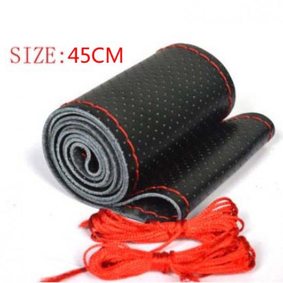 

Большой чехол на руль BACANO для грузовика RV, кожа из микроволокна, оплетка на руль, 45 см 45CM BLACK LINE RED