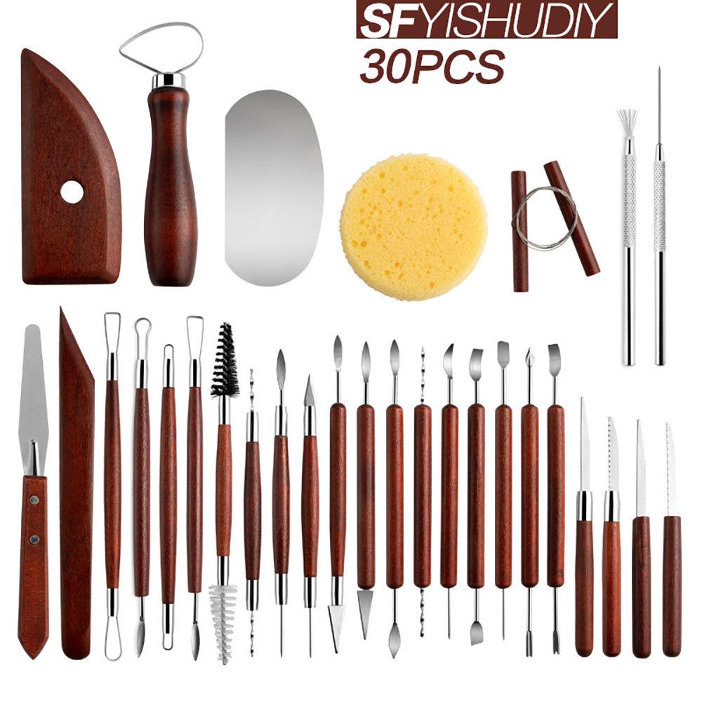 8-Piece Ceramic Pottery Tool Set: Trimming, Carving, Knife, Punch, Needle, Flat Wire, Clay Sculpting Tools