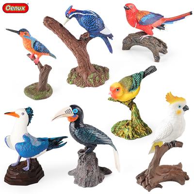 Oenux Ptačí hnízdo Zvířata Páv Papoušek Trogon Zoborožec Sova Model PVC Akční figurky Velká zahradní dekorace Roztomilá dětská hračka Dárek