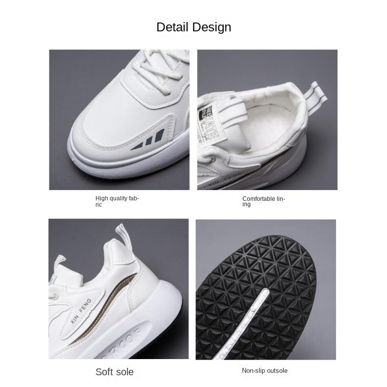 Men's Casual Shoes Breathable Sports Comfortable Running Men's Shoes PU Spring and Autumn New Small White Shoes