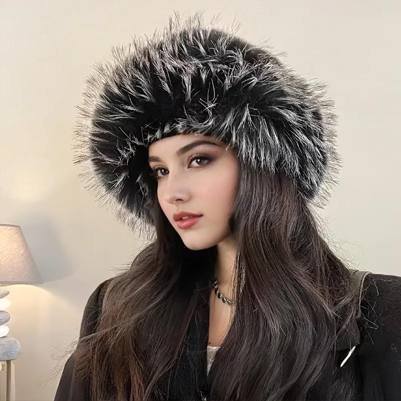 Pălărie Bucket de Iarnă Cadou Pălărie cu Bor Larg Articole de Acoperit Cap Elegante Pălării de Pluș Modă cu Apărătoare pentru Urechi Spălare Manuală Multicolor