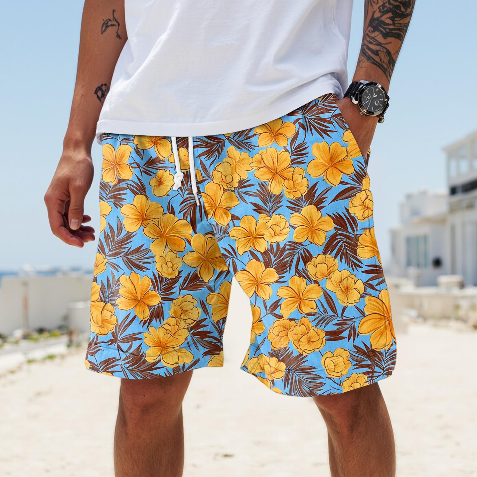 

Мужские летние большие повседневные свободные спортивные брюки пляжные шорты XL жёлтый