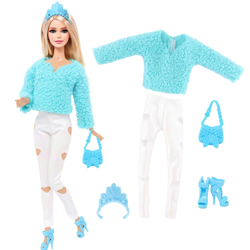 4 Pcs/Set Fashion Doll Clothes for 30cm Doll 30 Cm Girl Doll Shiny Dress Outfit + Accessories Shoes Handbag Kids Toy Gift