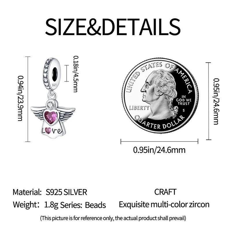 Authentic Charm Bead Charms copper Plated Angel Love Heart Pendant Bead Charms Compatible With Bracelets Women Jewellery Making Diy Gift