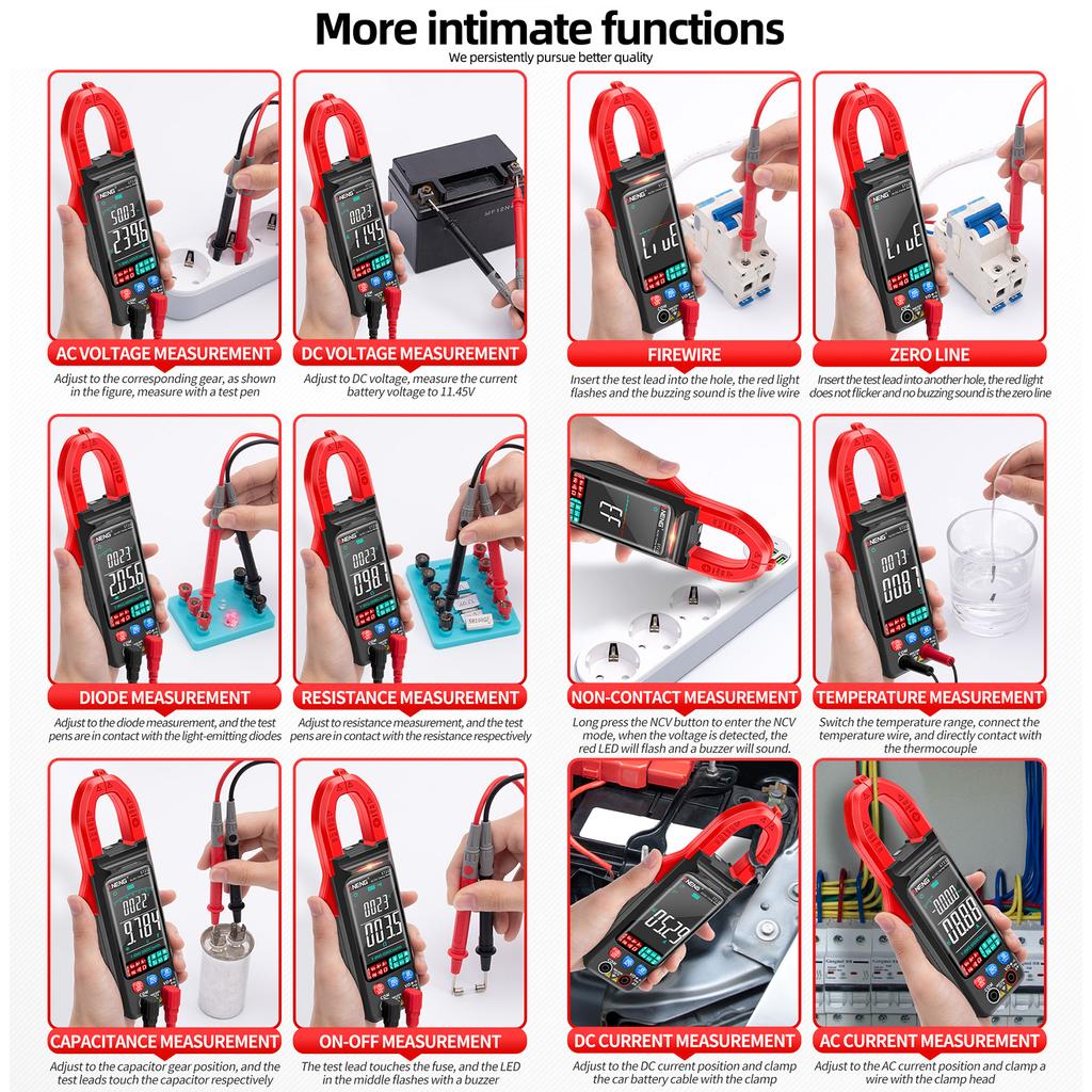 ANENG ST212 Klešťový měřič Inteligentní digitální klešťový multimetr 6000 pulsů Smart AC a DC voltmetr