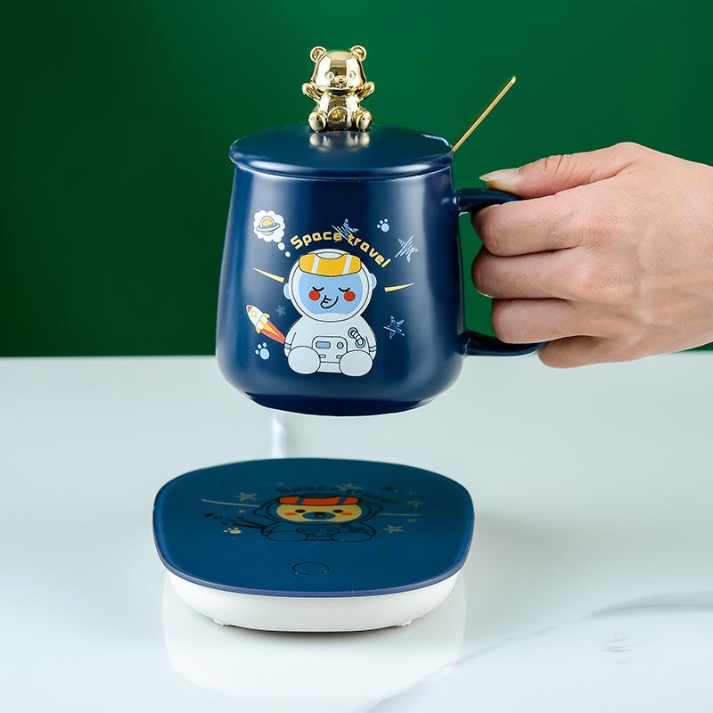 Animal Astronaut Nuannouncer Ceramic Constant Temperature Cup Gift Set Opening Event Festival Gifts