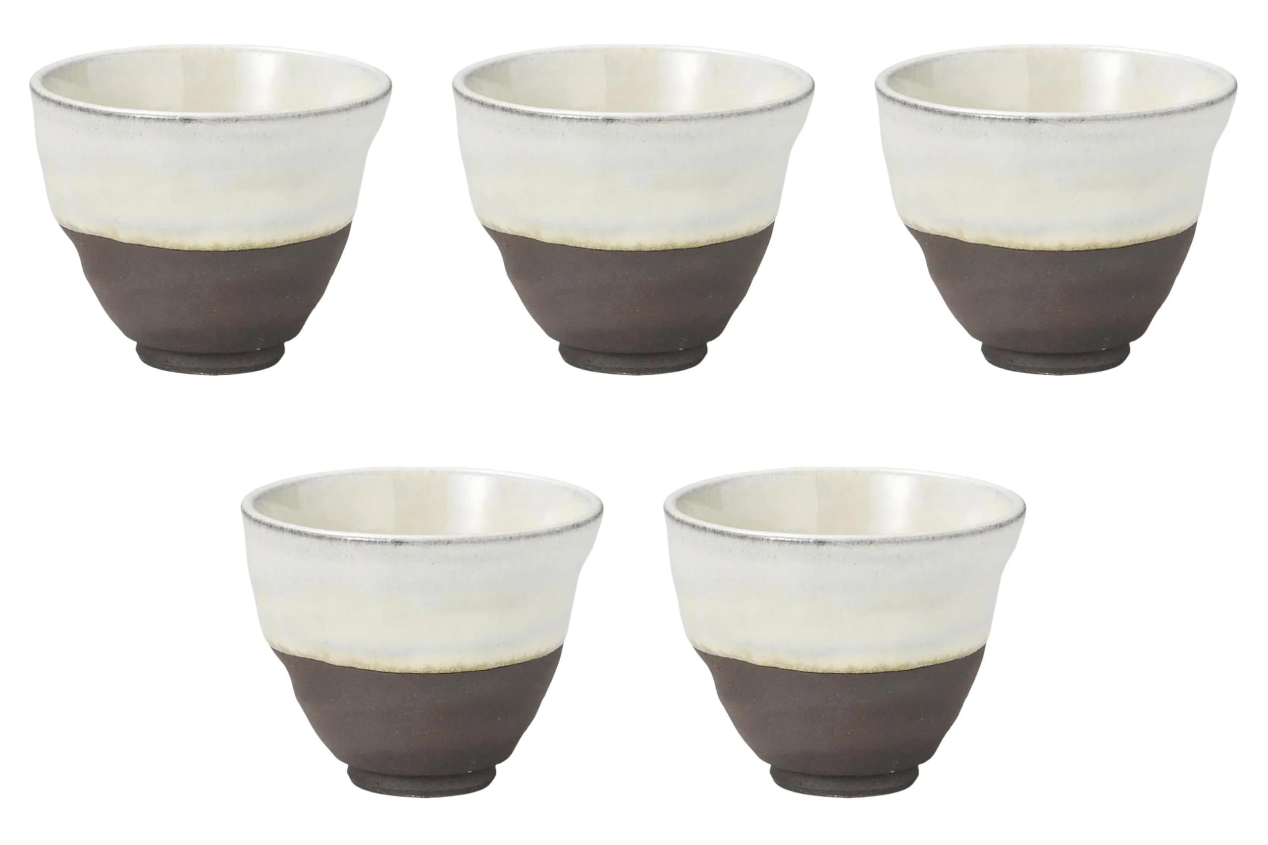 

Set of 5 small black ceramic lacquered teacups x 7 cm Long pottery Setomonohonpo [8.6 (180 cc)] teacups, (earthenware)
