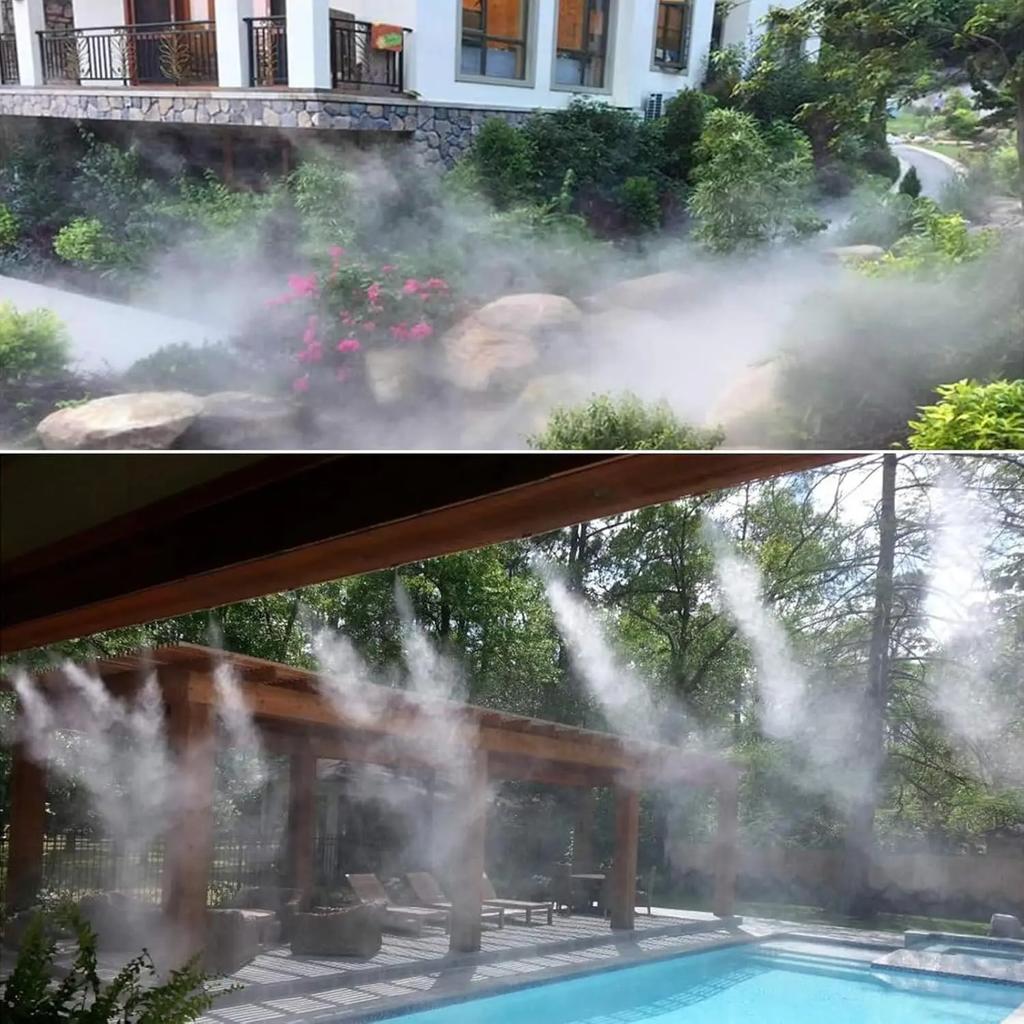Outdoor Misting System for Cooling, Misters for Outside, Mist hose + a Brass Adapter(3/4"),Umbrella, Canopy, Backyard, White