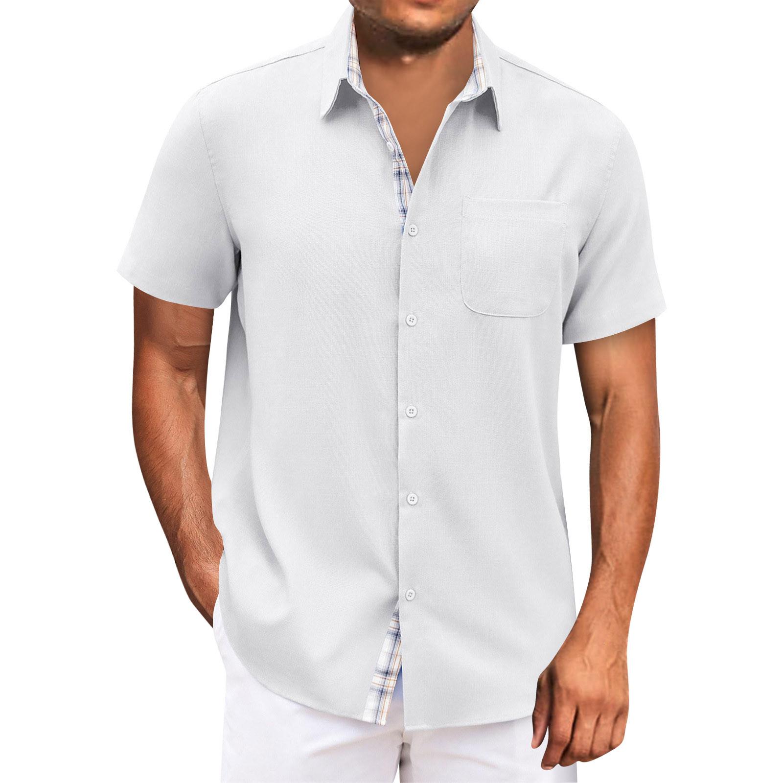 

Гавайская рубашка для мужчин, мужские винтажные рубашки для боулинга на пуговицах, летняя пляжная рубашка с коротким рукавом XL белый