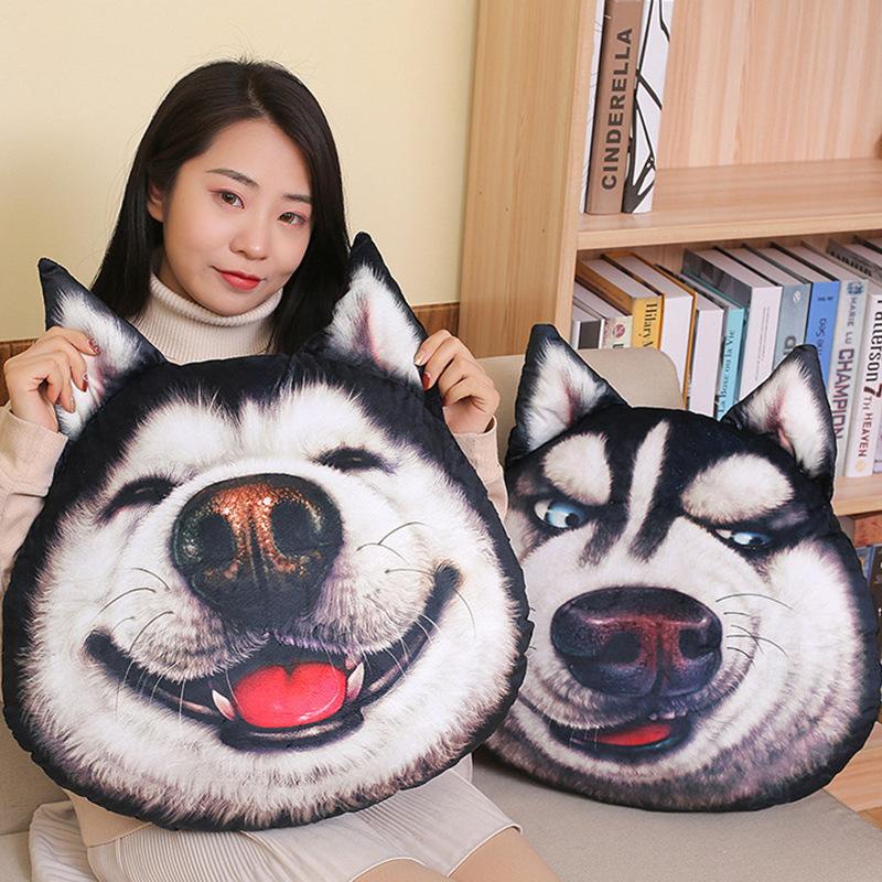 3D Creative Husky Plush Toy Pillow Doll Funny God and Annoyed Dog Head Valentine's Day Girl Birthday Gift