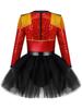 Girls Circus Leotard Set Long Sleeve Sequin Tassel Shoulder Back Zipper Tutu Dress Hat Magic Accessories