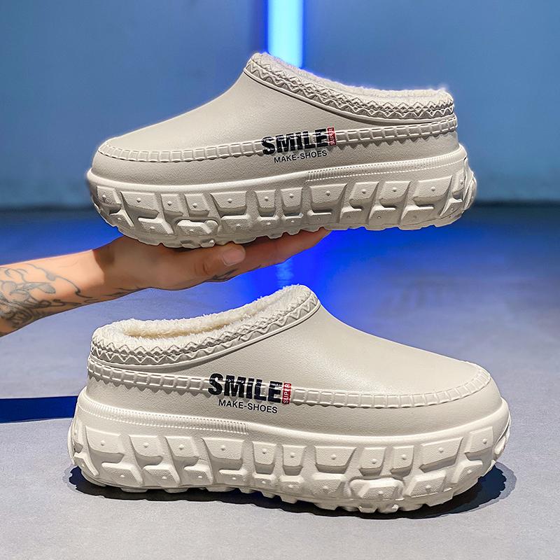 

Зимние Новые Хлопковые Ботинки Женские Водонепроницаемые Нескользящие Плюс Кашемировые Хлопковые Ботинки Пара Домашняя Сумка с Хлопковыми Тапочками 44-45 бежевый