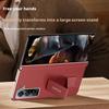 For Samsung Galaxy Z Fold SE Nappa Leather Case Finger Grip Strap Holder Auto-Rebound Hinge Camera Lens Protection Plated Cover