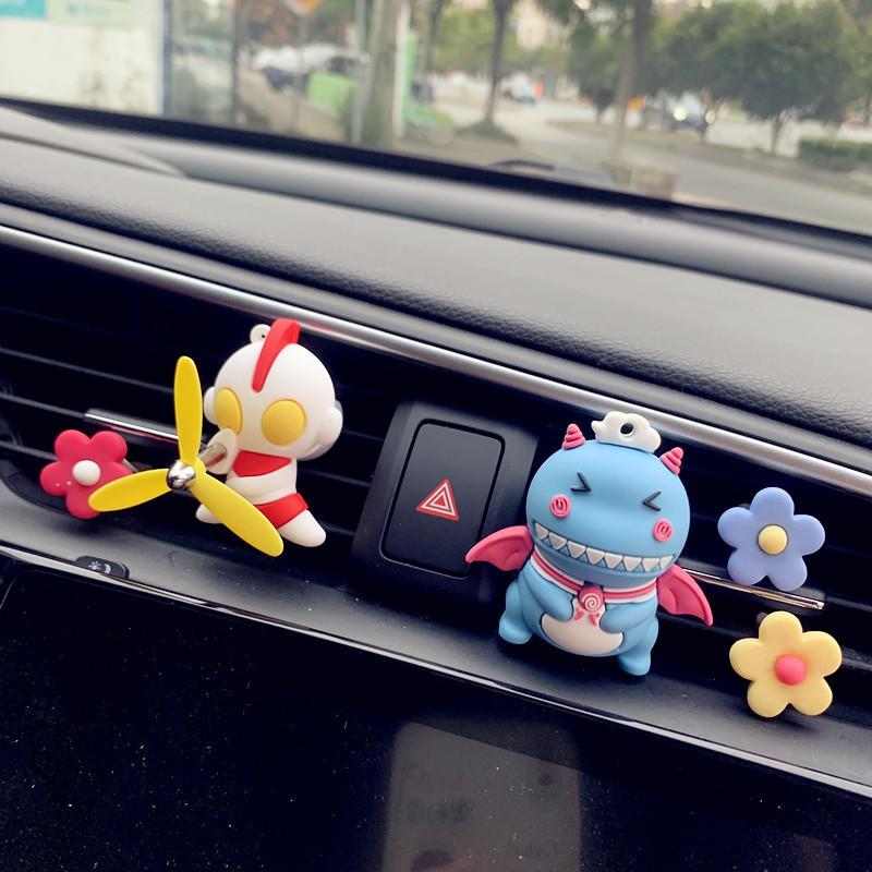 Creative Car Decor Air Vent Ultraman And Little Monster Dinosaur Car Aromatherapy Clip Cartoon Style Blue Dragon