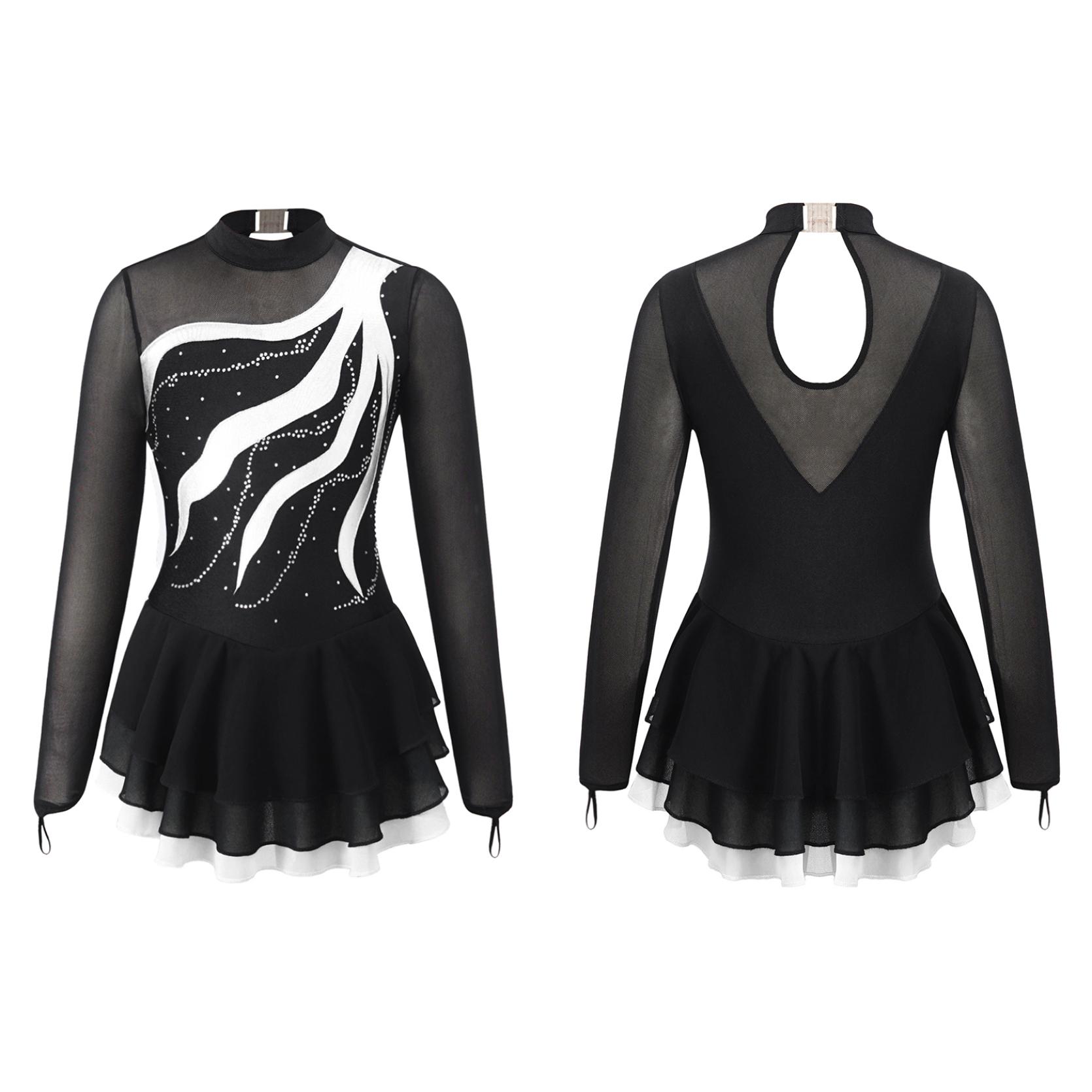 

Детское балетное гимнастическое трико для девочек со стразами, платье для фигурного катания на коньках, костюм для бальных танцев, тренировочная одежда для выступлений 5-6 Years белый