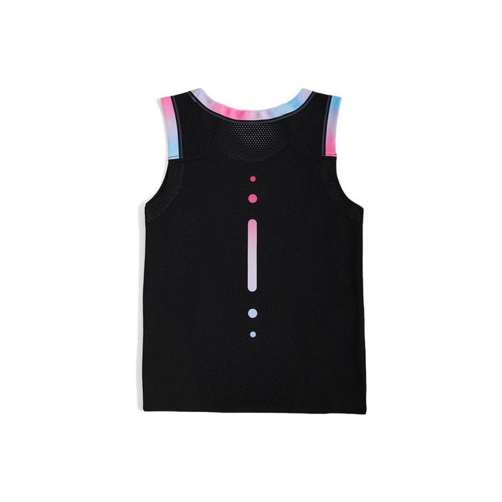 Li Ning Sports Basketbal Serie Logo Print Verloop Mesh Ademend Trainingsvest Heren Vesten Zwart AAYR391-2