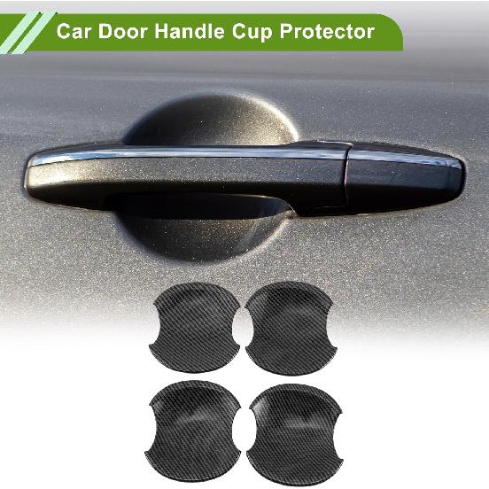 Car Door Handle Cup Protector for Honda Civic 8th 2006-2011 Carbon Fiber Black ABS 4 Pcs