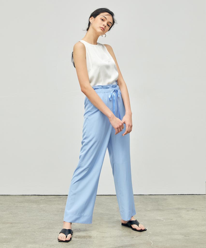 ONNE Banded Waist Ribbon Pants Light Blue