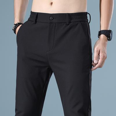 Summer Pants Mens Stretch Korean Casual Slim Fit Elastic Waist Jogger Business Classic Trousers Male