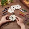 Round Bracelet Braiding Plate Kit Disc Set Wood Kumihimo Disk for Wind Chimes