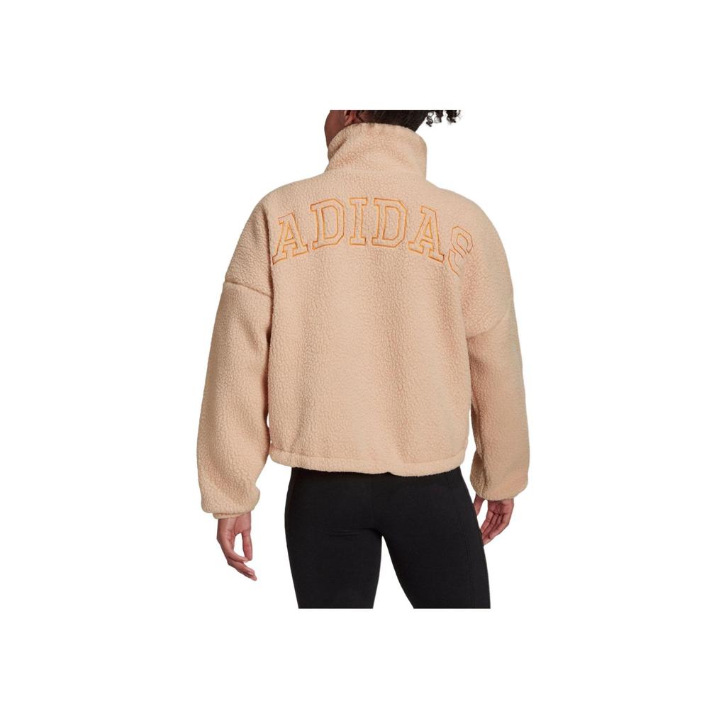 adidas Women's WIP Series Logo Embroidered Lamb's Wool Stand Collar Jacket Tan H24177