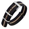 Watch Strap 20mm Nylon Watch Band Military Watch Replacement Band Buckle [ANNEFIT] Single-Pass Black/Khaki/Silver