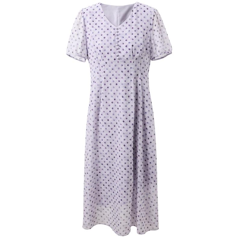 Sancai Elegant Plus Size Polka Dot Short Sleeve Dress XXL