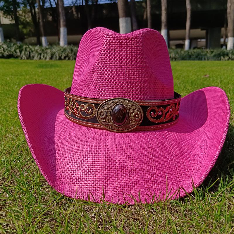 2026 Western cowboy hat man embroidery applique cowboy hat men and women sun hat summer wide brim straw hat hsun hat women