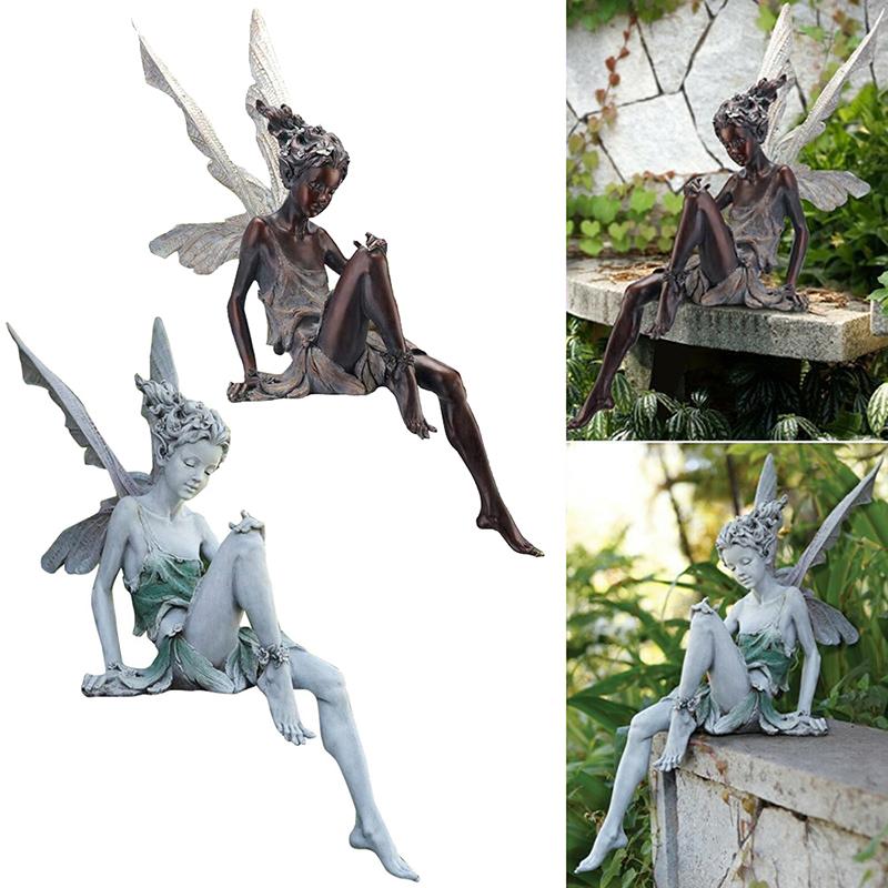 Zittende Tuinierende Hars Fee Beeldje Tuin Ornament Hars Ambacht Tuin Huis Tuin Decoratie Buiten Jardin Fee Beeldje