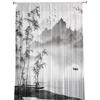 Chinese Ink Landscape Painting Bamboo Sheer Voile Curtains for Bedroom Living Room Kitchen Decor Chiffon Tulle Windows Curtain